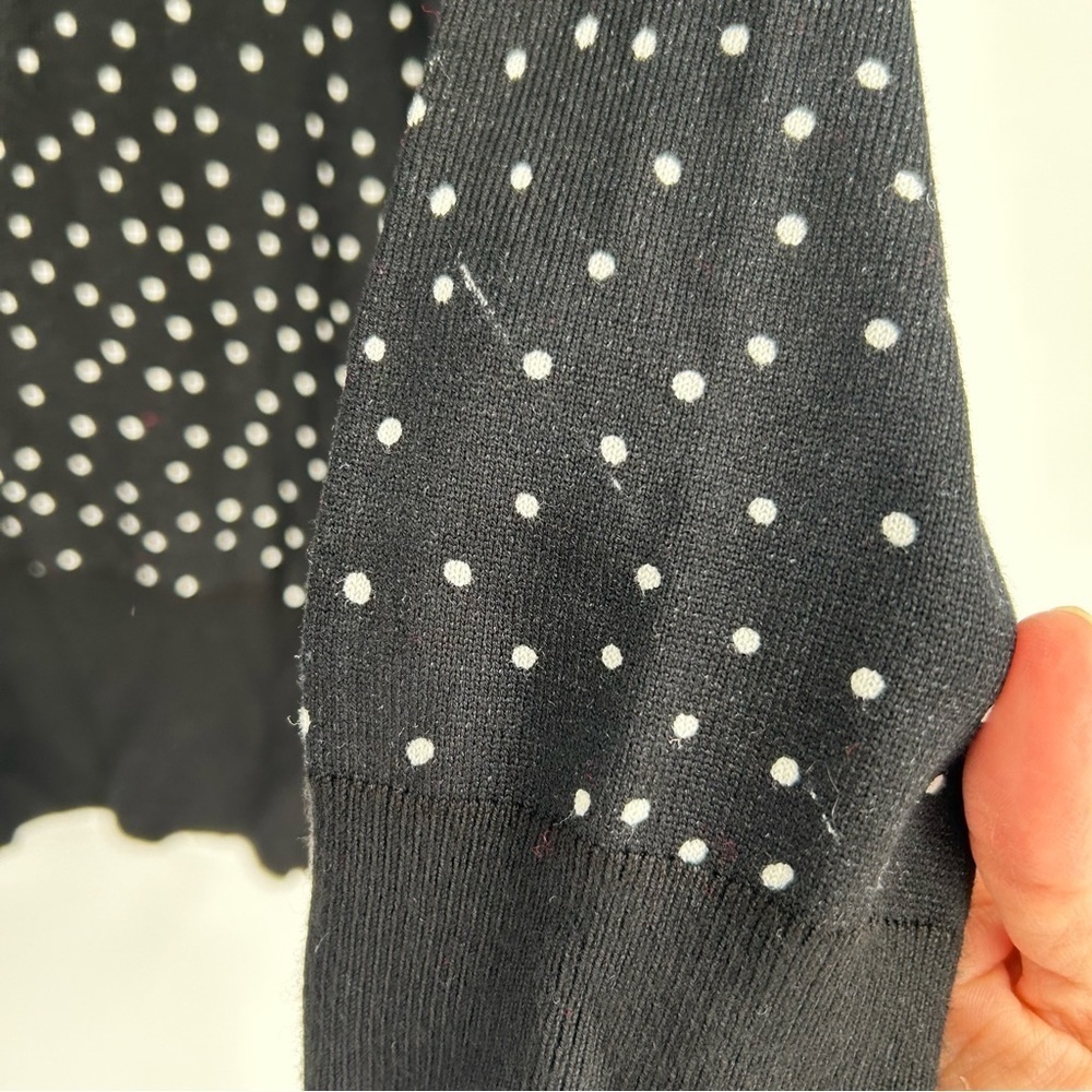 White House Black Market Black Polka Dot Cropped Button Front Cardigan Sz Small - Picture 4 of 7